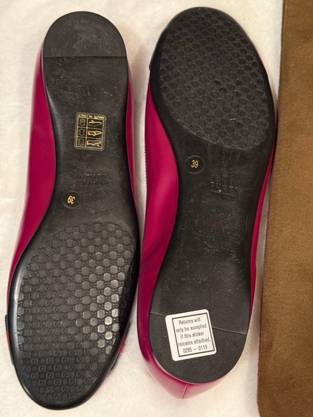 Gucci Women's Purple Leather Ballet Flats with Signature Web Stripe Authentic - Picture 5 of 7